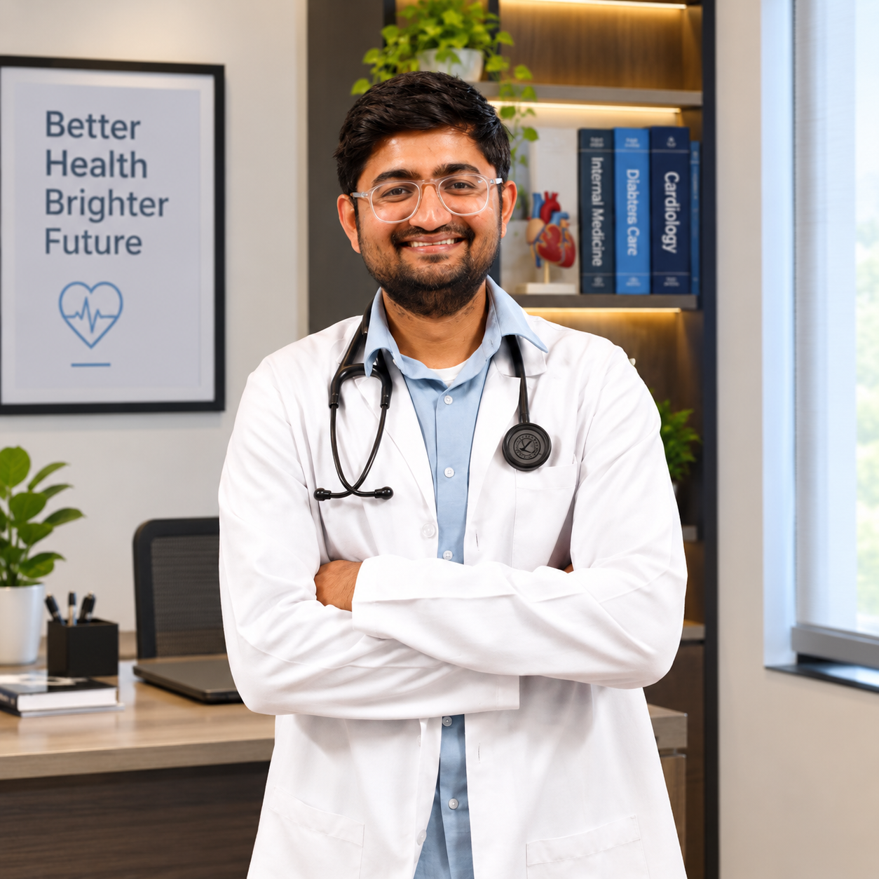 Dr. Jaipal Godara wearing a white medical coat